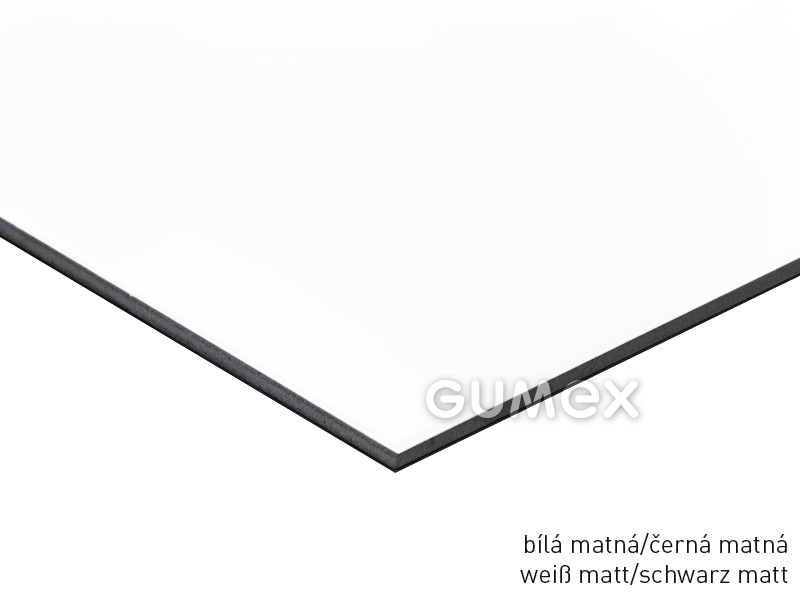 Ibond Aluverbundplatte, 3mm, 3050x1500mm, Aluminium 0,3mm, PE-Kern, matt/matt, weiß/schwarz, 